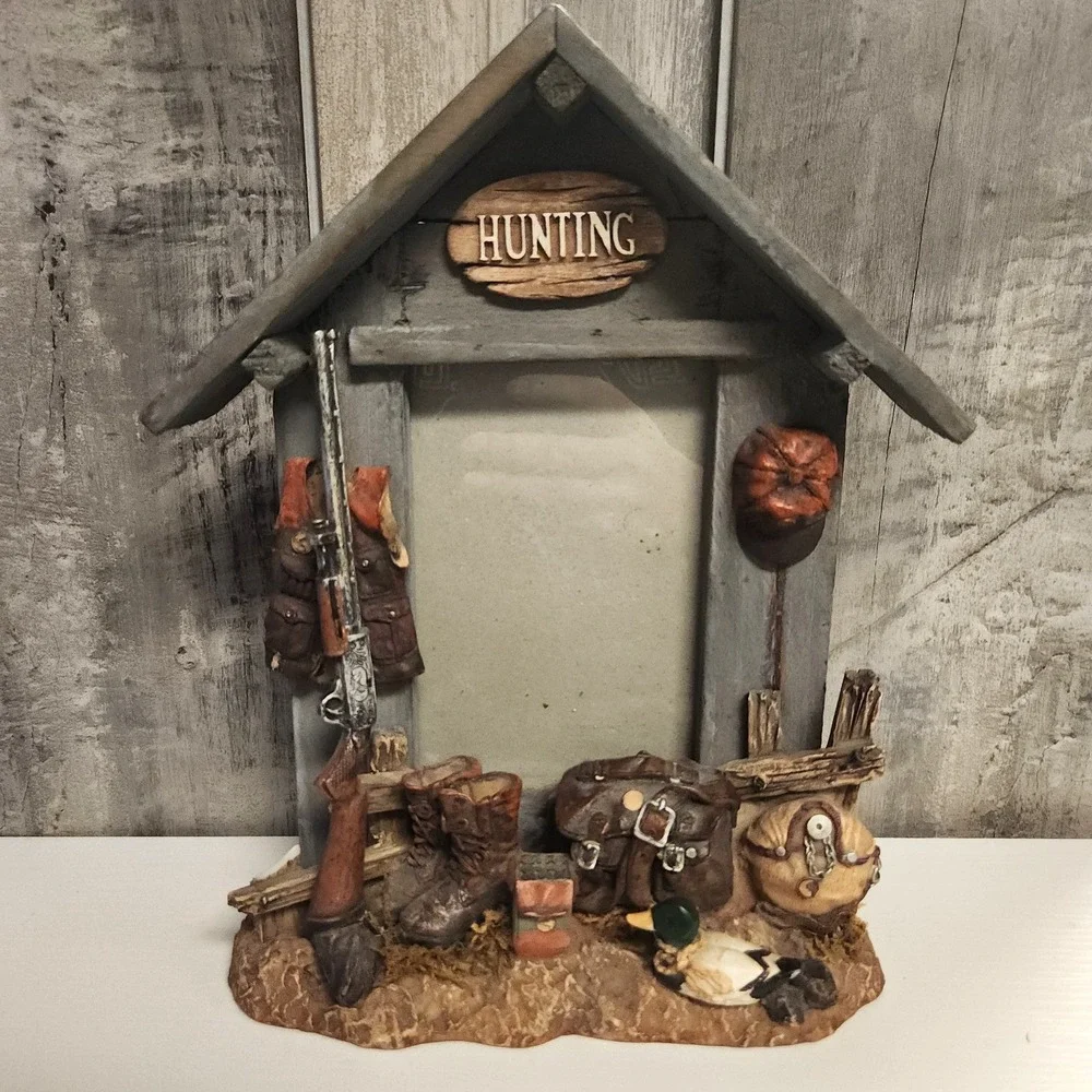 Vintage 3D Western Hunting Cowboy Country Rustic Outdoors Picture Frame 4x6 Pic
